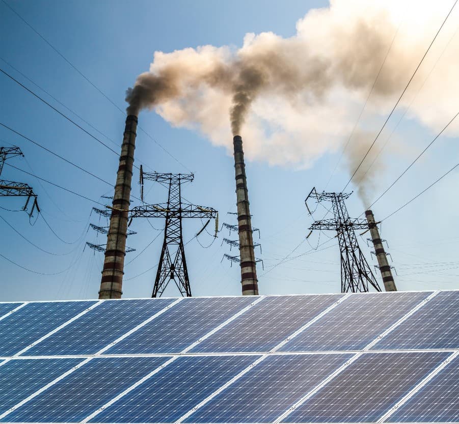 Solar panels lined up